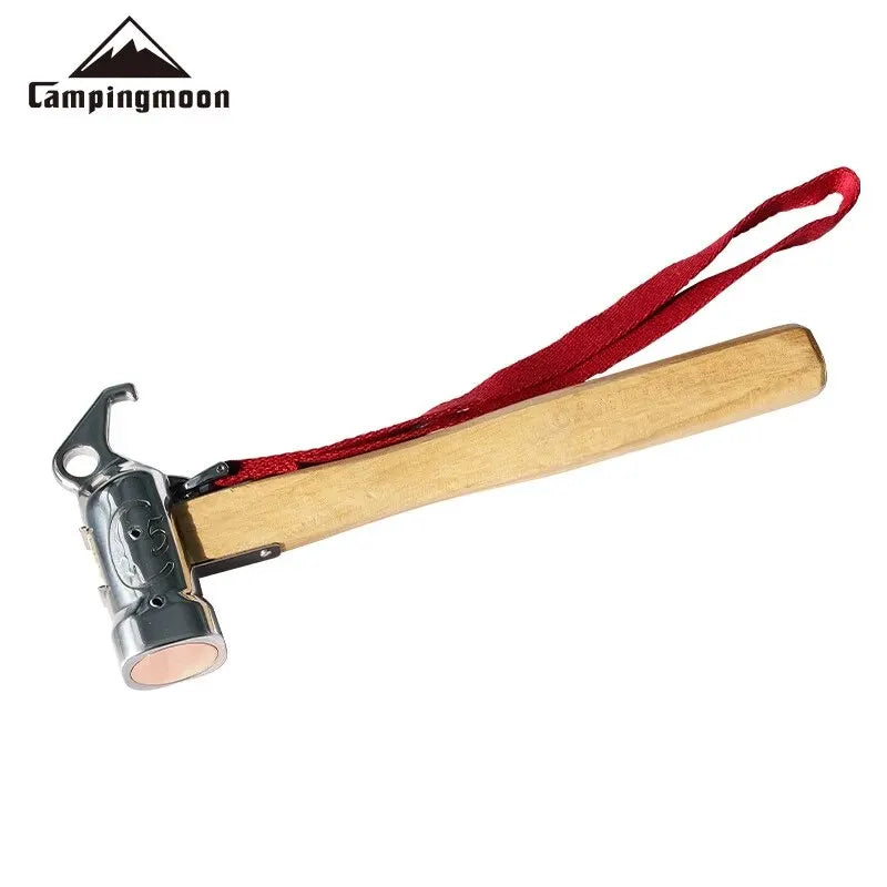 Campingmoon 1PCS Outdoor Multi-purpose Stainless Steel Copper Head Nail Puller Camping Hammer Fixed Tent Nail With Safety Rope