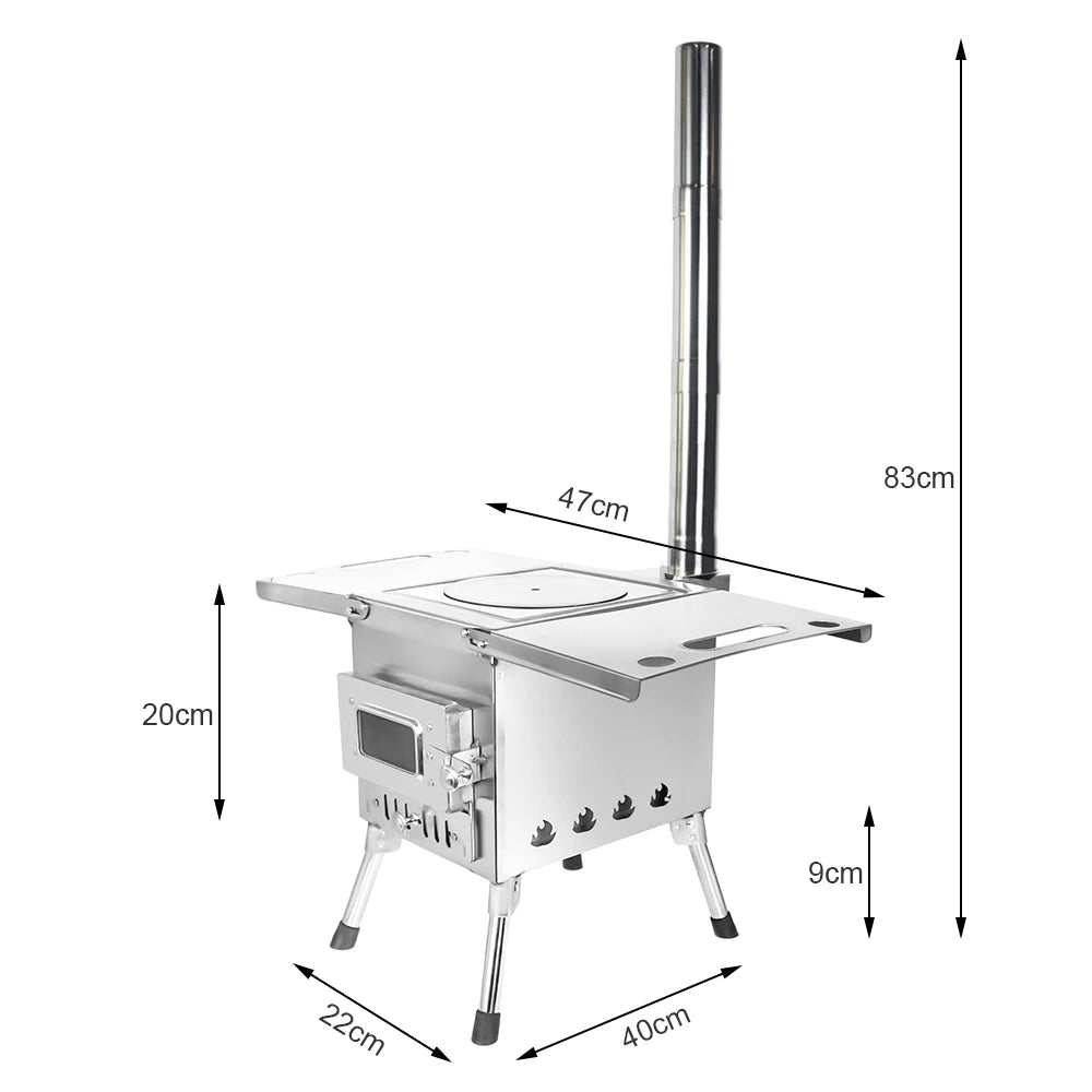 Outdoor Wood Stove Large Firewood Stove with Split Chimney Bonfire Stove Burning Wood Fire Stove for Camping Cooking Patio BBQ