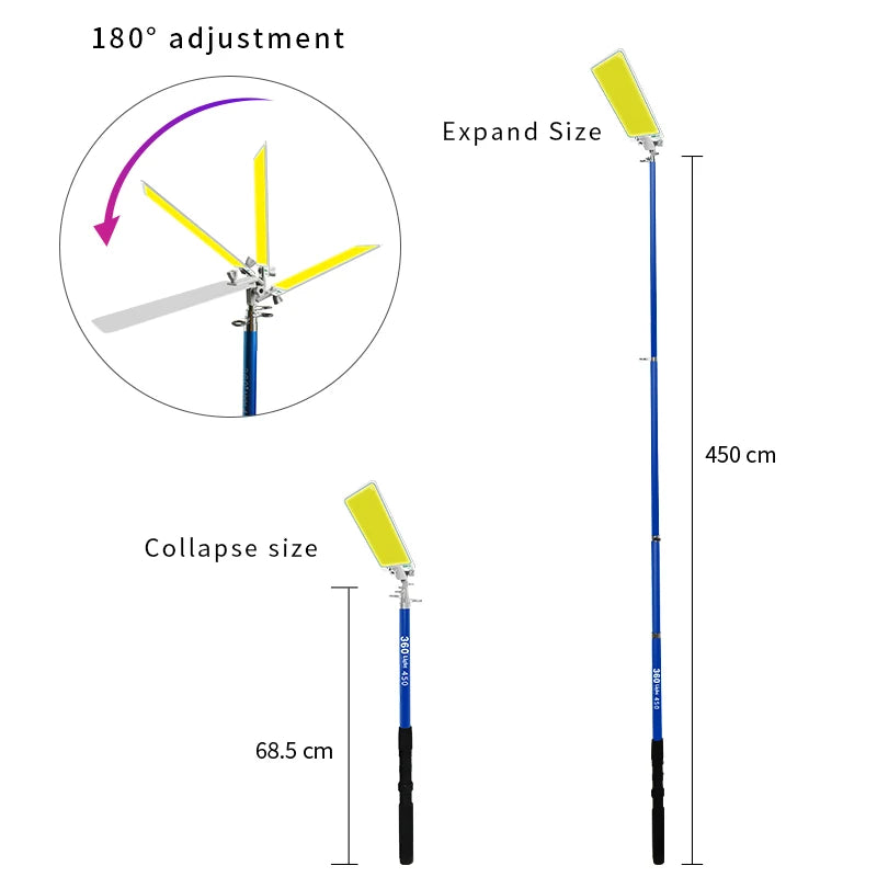 Outdoor Road Trip Picnic BBQ Lighting DC 12 Volts Telescopic Rod Led Portable Camping