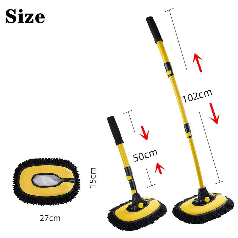 2023 New Car Cleaning Brush Car Wash Brush Telescoping Long Handle Cleaning Mop Chenille Broom Auto Accessories