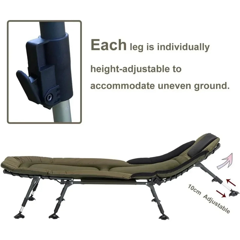 Adult camping bed 330 pounds with handbag, heavy-duty folding bed with soft cushion, portable military crib for hunting