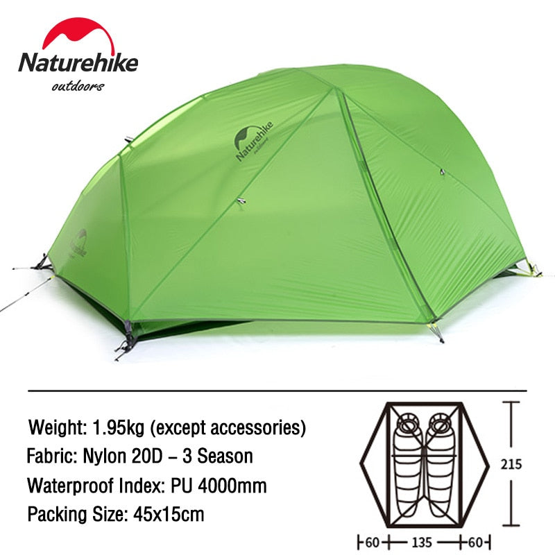 Naturehike Tent Cloud Up Mongar Star River 2 Person Camping Tent Ultralight Backpacking Tent Hiking Travel Tent With Free Mat