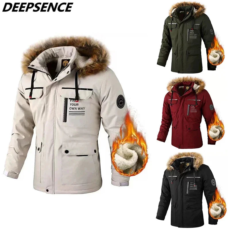 Men's Fleece Thickened Jacket Autumn Winter Warm Outdoor Parka Windproof Waterproof Daily  Casual Jacket Men's Jacket