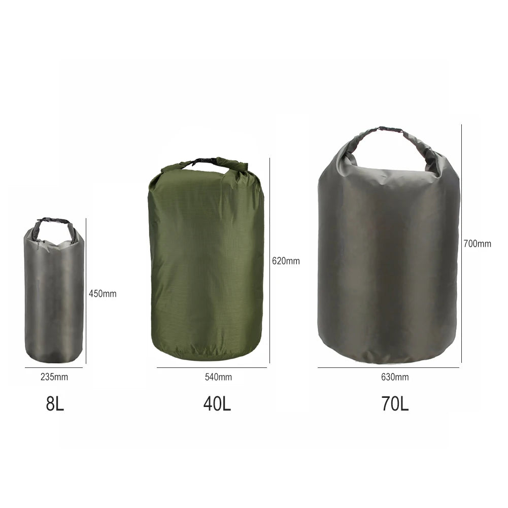 Large Capacity 8L/40L/70L Outdoor Waterproof Dry Bag Sack Swimming Rafting Kayaking River Trekking Boating Clothes Storage Pack