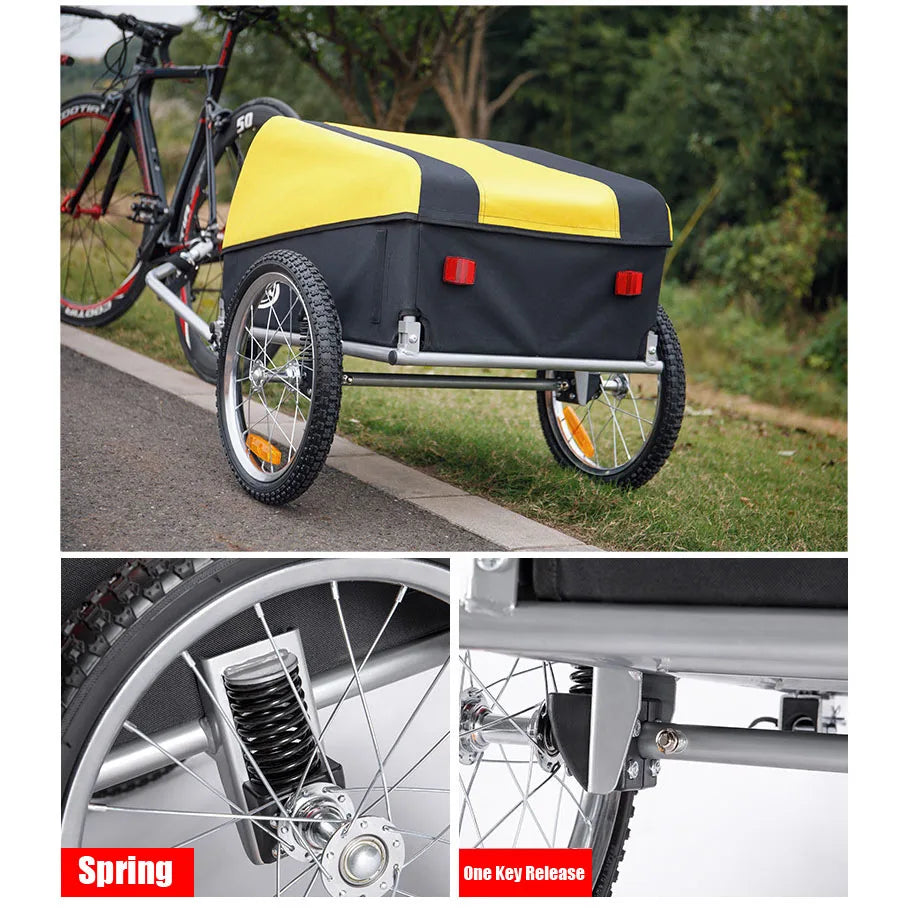 Cargo Bike Trailer With Spring Suspension And Quick Release Wheels