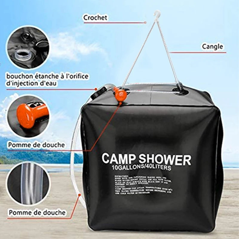 40L Water Bags for Camping Fishing Hiking Water Storage Bag Bathing Shower Portable Large Container Bucket Outdoor Emergency Can