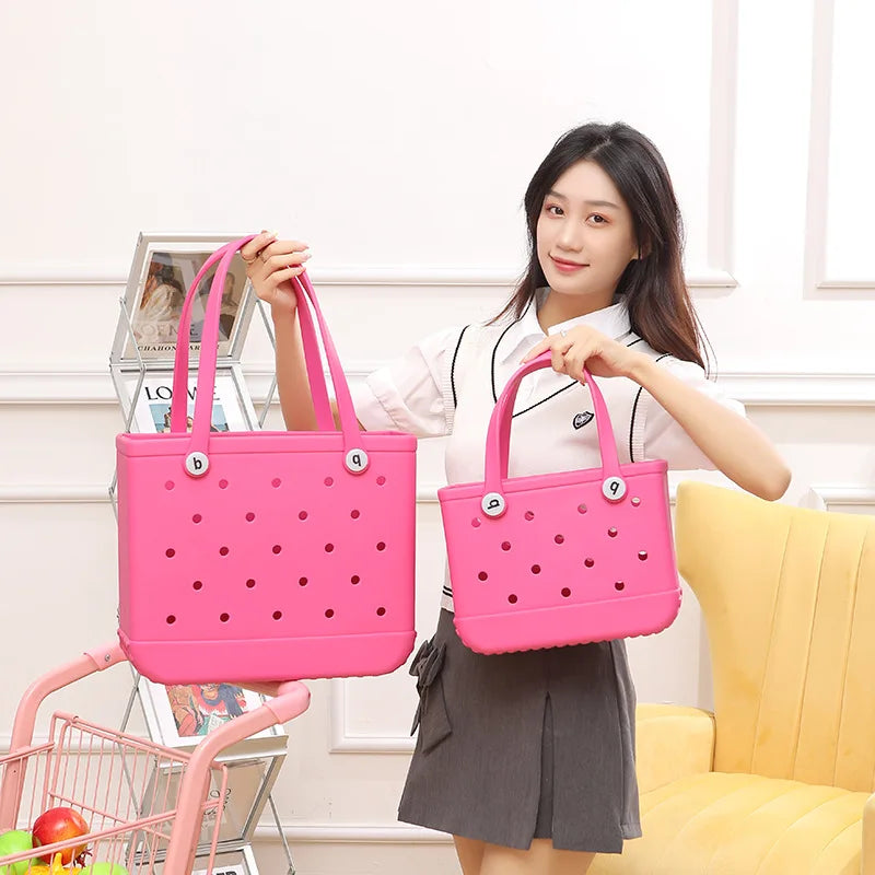 New Children Beach Bogg Bags Fashion Cute Summer Storage Baskets Children's Outdoor Picnic Tote Small Solid Color Eva Jelly Bag