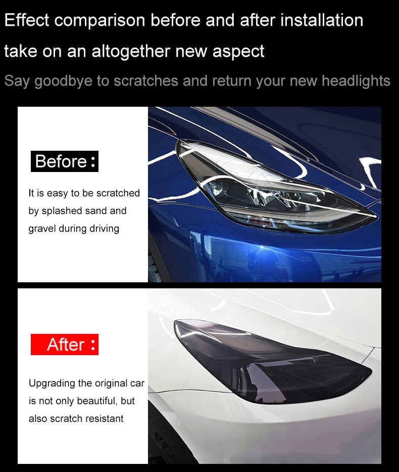 For Tesla Model 3 Y S X PPF Blackened Headlight Taillight Foglight Protective Film Headlight Tail Lamp Color Changing Films