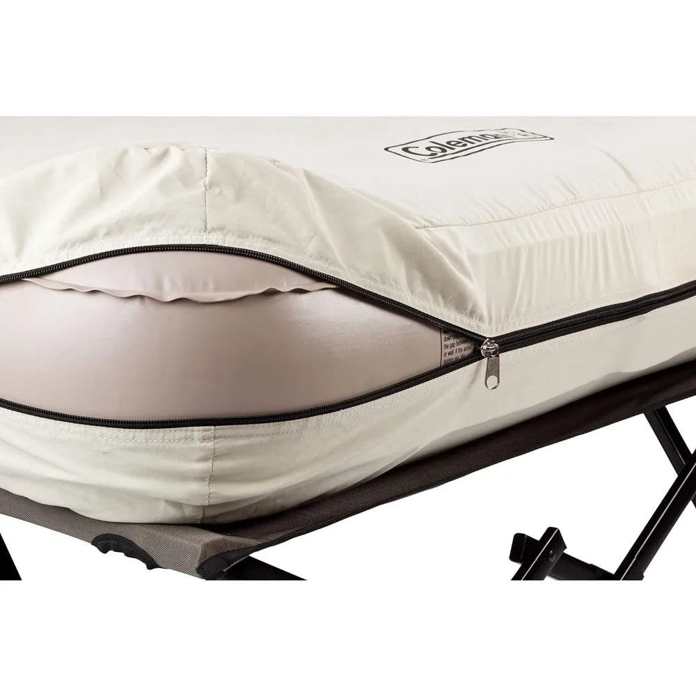 Air Mattress, & Pump Combo, Folding Camp Cot & Air Bed with Side Table & Battery-Operated Pump, Great for Comfortable Outdoor