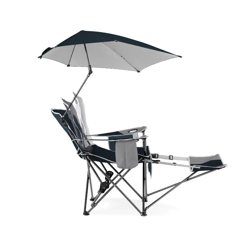 Sport-Brella Blue Camping Chair, with Clamp-On Sun Shade， beach chairs