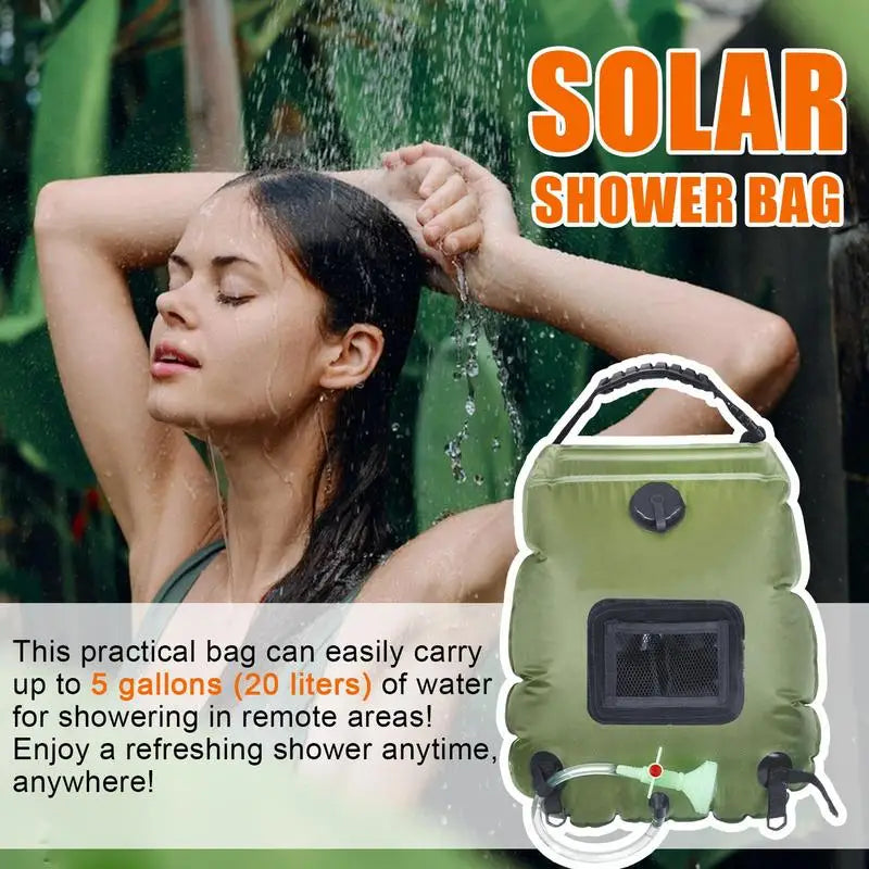 20L Shower Bag Camping Shower Solar Heating Water Bag Folding Water Canister Camping Bucket Bottle Pouch Camping Supplies