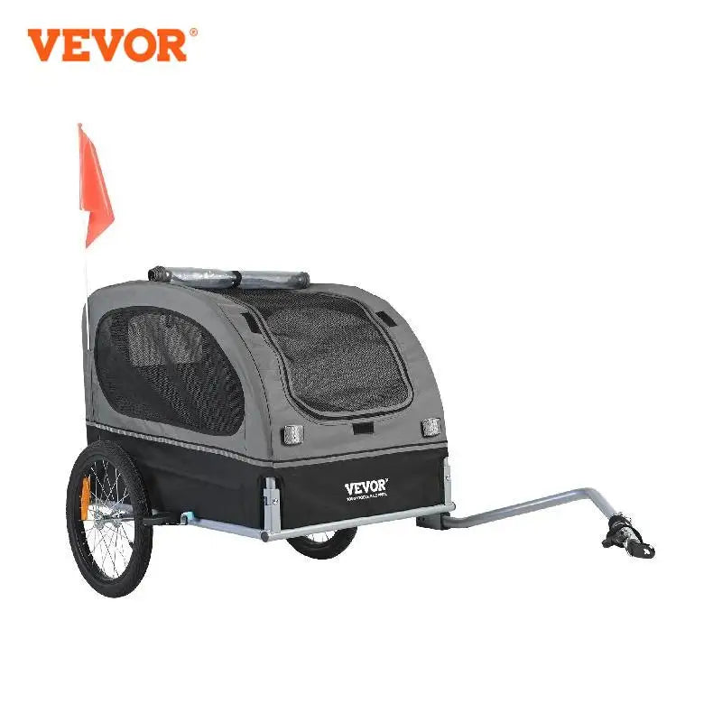 VEVOR 88 lbs Dog Bike Trailer Pet Cart Bicycle Carrier with Wheels, Coupler, Reflectors, Flag, Collapsible to Store for Dogs