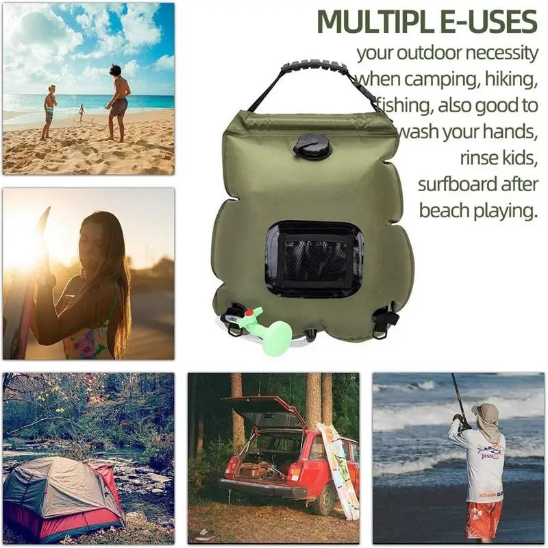 20L Shower Bag Camping Shower Solar Heating Water Bag Folding Water Canister Camping Bucket Bottle Pouch Camping Supplies