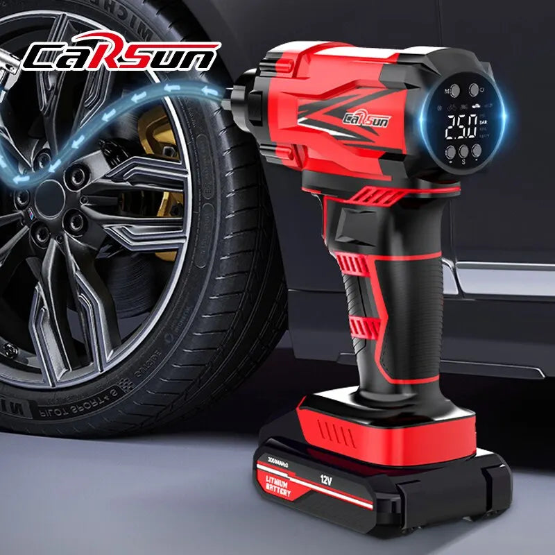 Carsun Electric Portable Air Pump Wireless Tyre Inflator 12V 150PSI Air Injector Bicycle Car Motorcycle Cordless Air Compressor