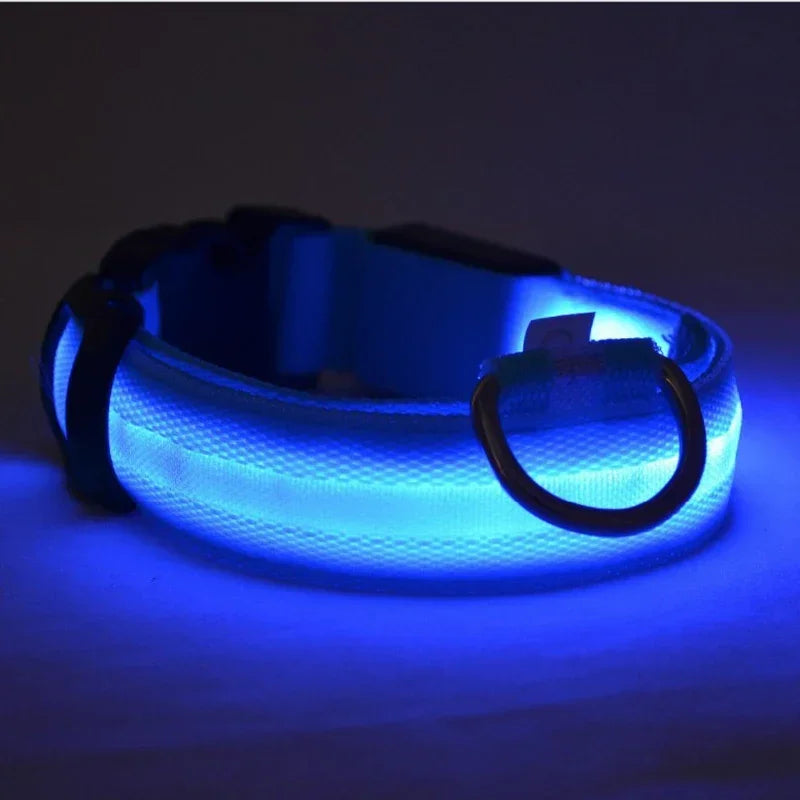 Nylon LED Dog Collar Light Night Flashing Glow In The Dark Luminous Fluorescent Pet Supplies Cat Collars