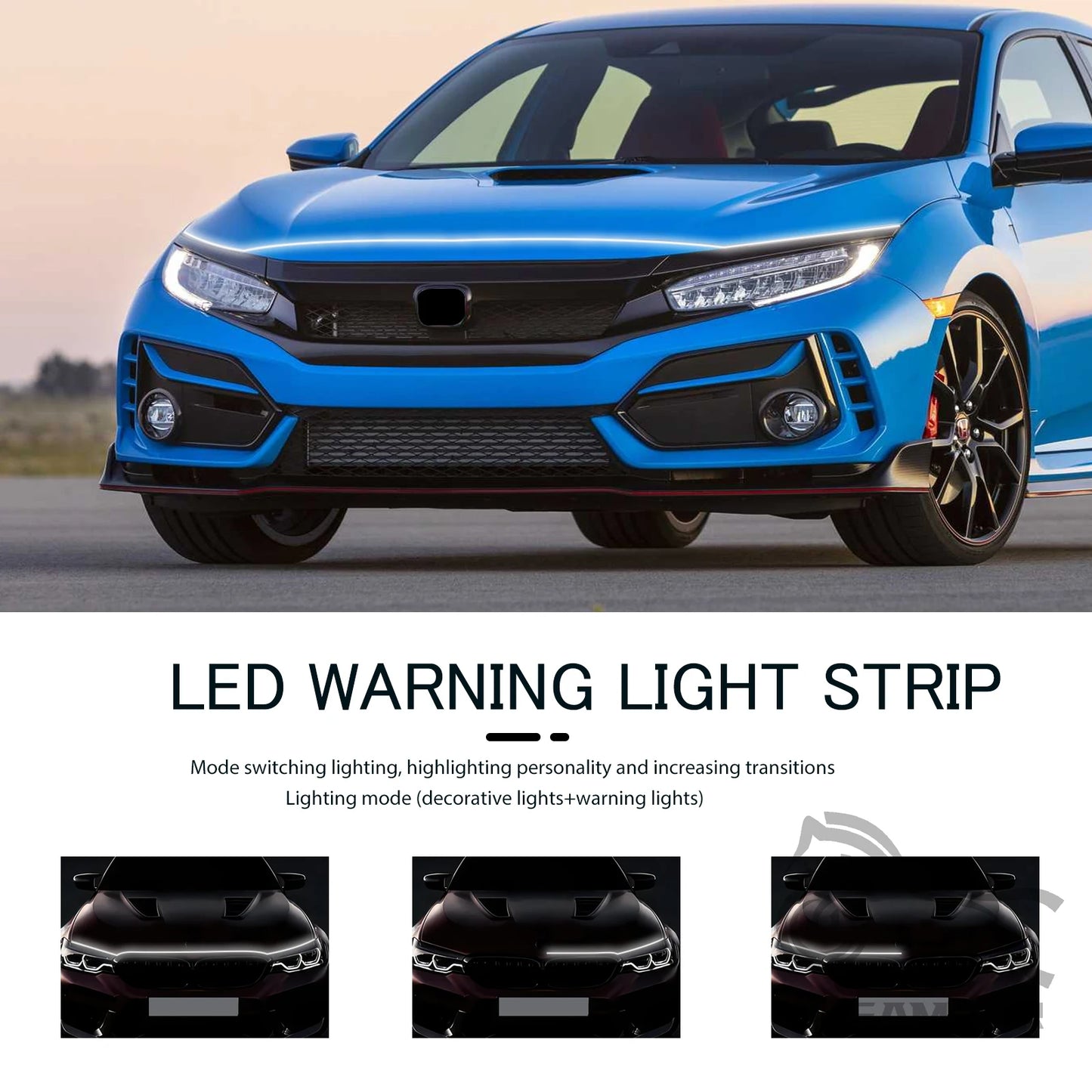 Universal 12V LED Scan Starting Car Hood Decorative Lamp Car Daytime Running Light DRL Dynamic Auto Tuning Headlight Strip