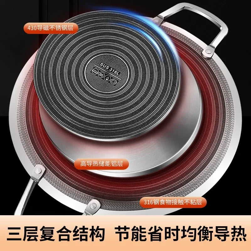 Outdoor Camping Barbecue Grill Plate 316L Stainless Steel Cooking Plate BBQ Nonstick Frying Plate Thickened Bottom