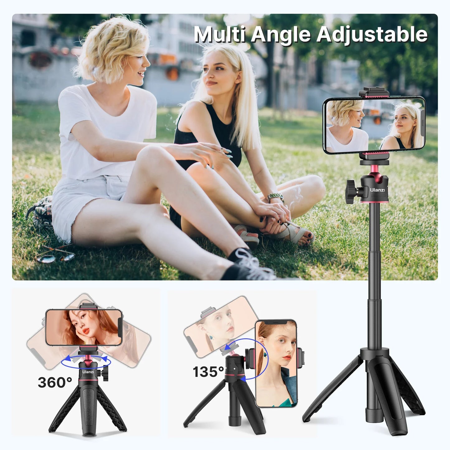 Ulanzi MT-08 Foldable Mini Tripod Mount 1/4'' Tripod Monopod Hand Grip Universal for DSLR Android iPhone Smartphone