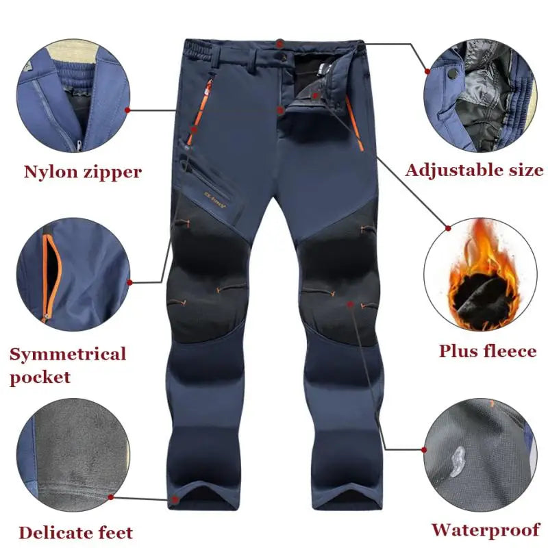 Men Outdoor Pants Autumn Winter Plus Size Fleece Warm Waterproof Windproof Breathable Trousers Sports Hiking Cargo Pants Men 5XL