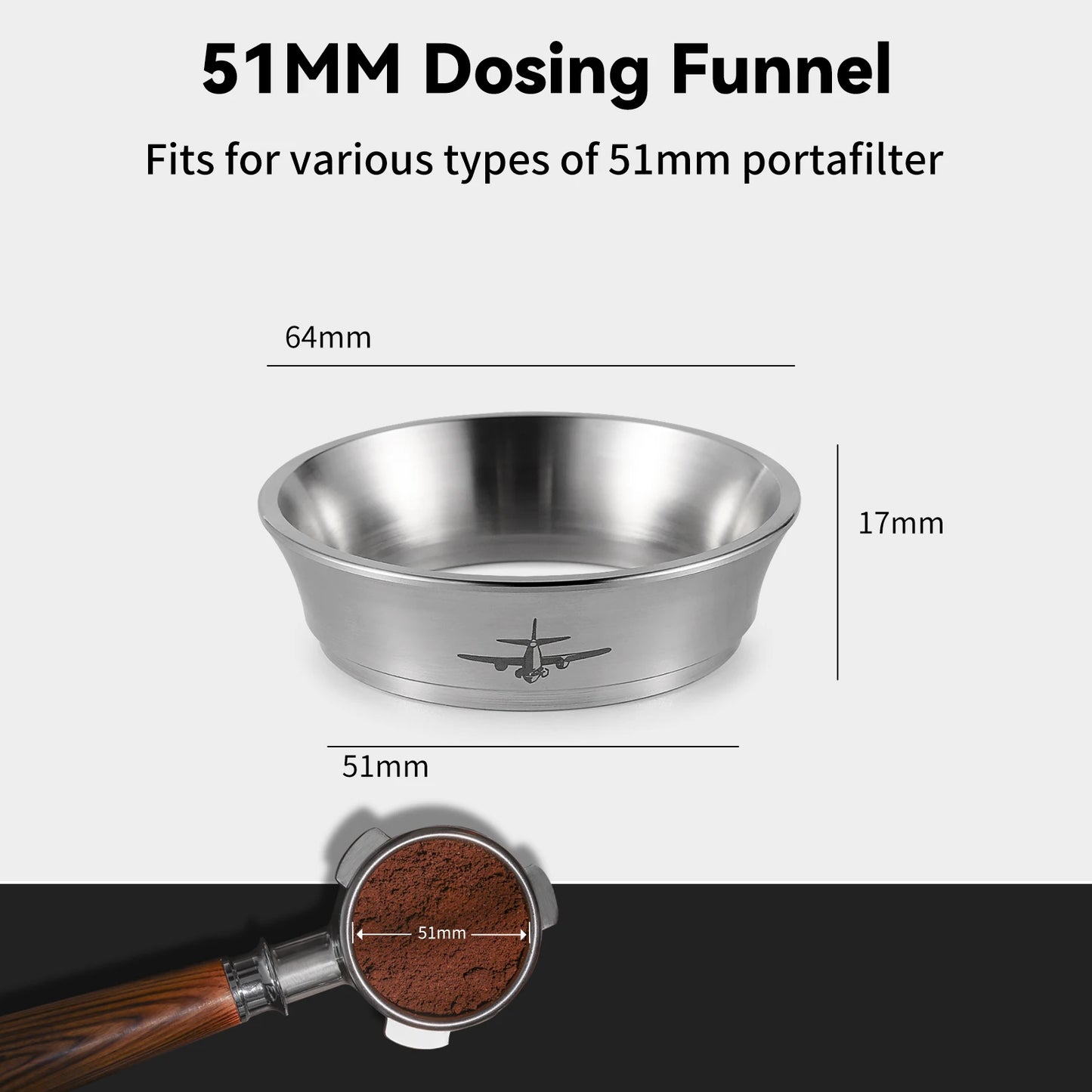 MHW-3BOMBER 51mm & 58mm Espresso Dosing Funnel Stainless Steel Coffee Dosing Ring Compatible Portafilter Home Barista Accessorie