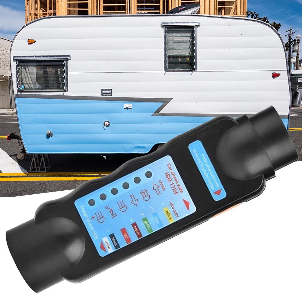 12V Trailer Plug Socket Tester 12V 7Pin High Quality Wiring Circuit Light Test Tool Truck RV Connector Tester Plug for Trailer
