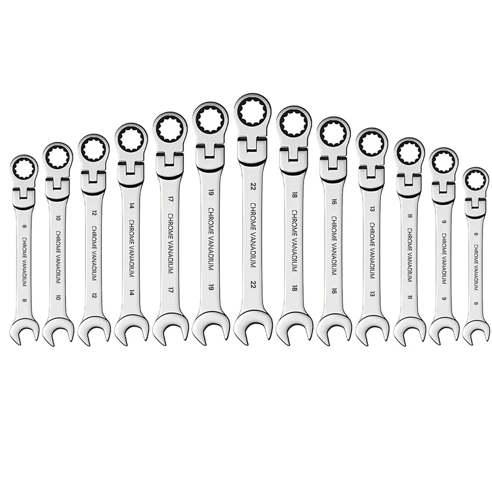 Combination Ratchet Wrench Kit with Flexible Head Dual-purpose Spanner Tool Gear Ring Ratcheting Wrench Set Car hand Wrench Tool