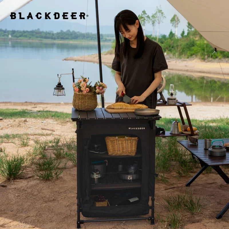 Blackdeer Folding Camping Cabinets Foldable Table Storage Aluminum Box Kitchen Tool Gear Outdoor Grill Picnic Accessory Shelf