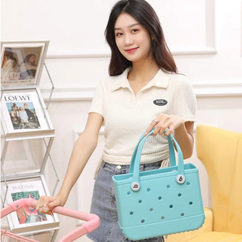 New Children Beach Bogg Bags Fashion Cute Summer Storage Baskets Children's Outdoor Picnic Tote Small Solid Color Eva Jelly Bag