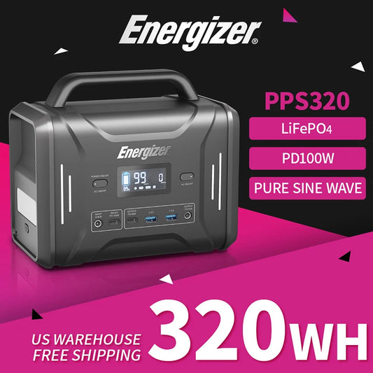 POWERWIN PPS320 Solar Generator 320Wh/300W 100Ah Energizer Portable Power Station PD100W Fast Charge LiFePO4 Battery Gas Boiler