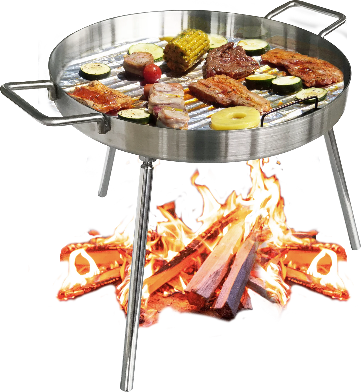 Stainless steel wood barbecue plate garden party camping beach outdoor barbecue cooking multifunctional folding barbecue plate