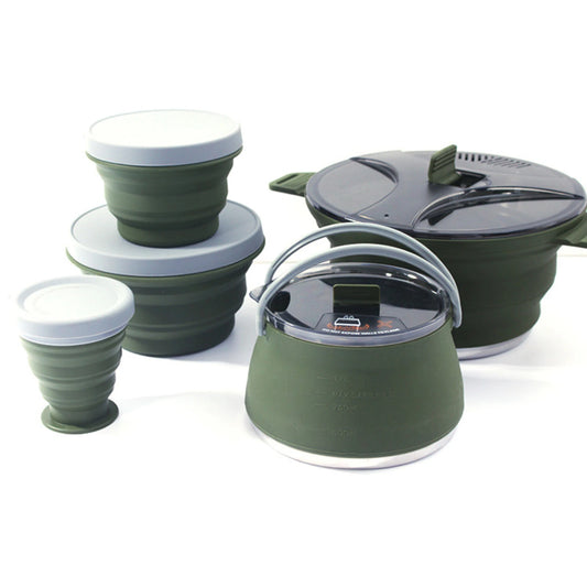 Folding Pot Set Portable Cooking Set Collapsible Cookware Set Outdoor Camping Cookware Set Compact