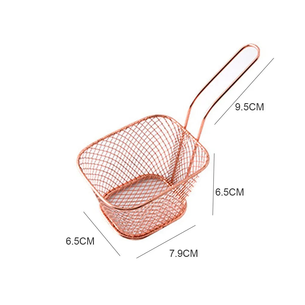 8PCS Mini Stainless Steel Fry Baskets Chips Presentation Basket Strainer Food Basket Kitchen Tool Cooking French Fries Basket