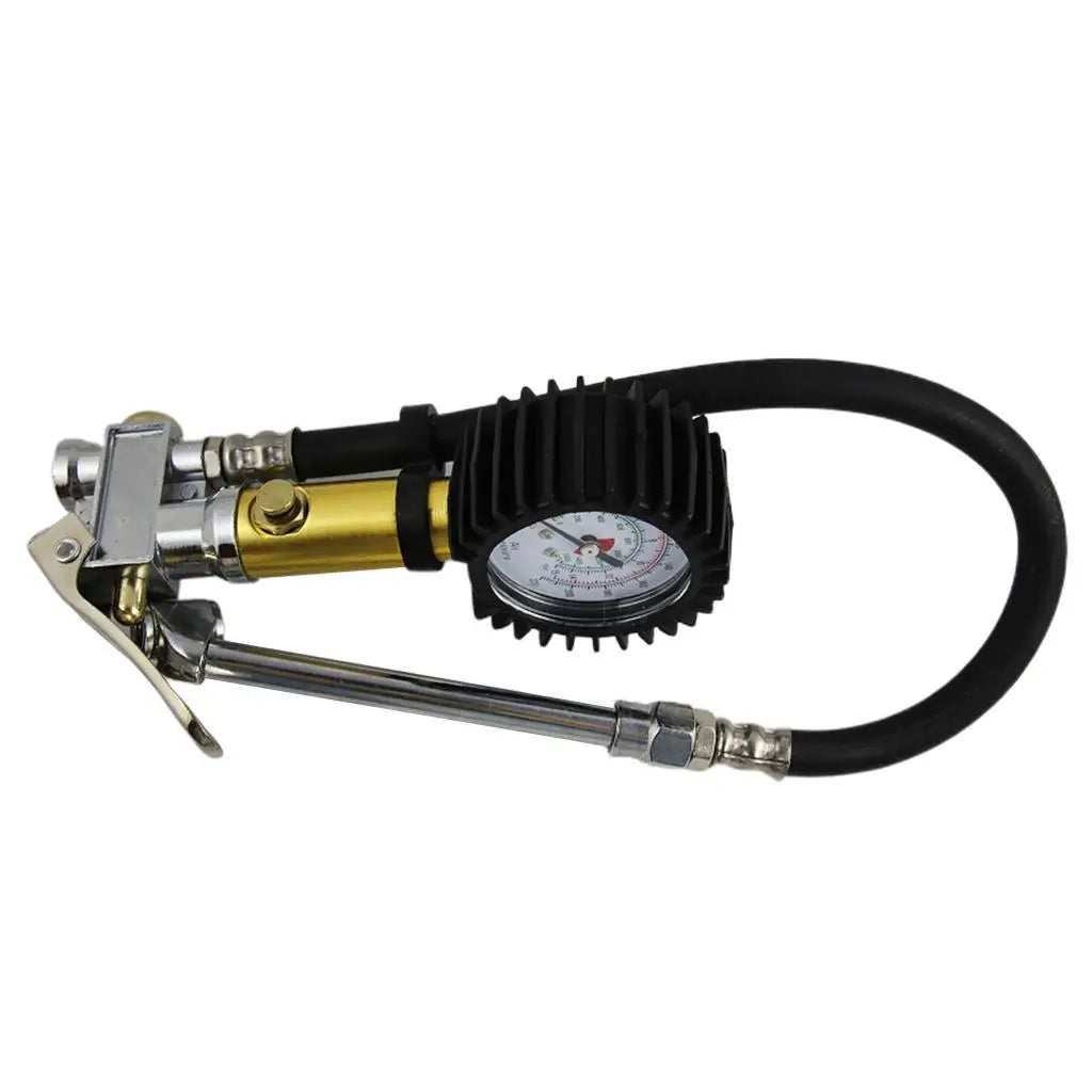 1/4 NPT Air Tire Pressure Filler Inflator Gauge Air Compressor Hose 0-220PSI