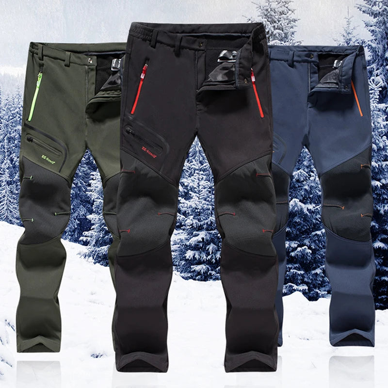 Men Outdoor Pants Autumn Winter Plus Size Fleece Warm Waterproof Windproof Breathable Trousers Sports Hiking Cargo Pants Men 5XL