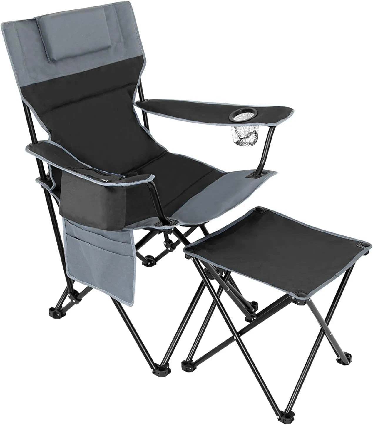 2 Pack Oversized Fully Padded Camping Chair with Lumbar Support, Heavy Duty Cooler Bag Fold Chair Support 450 LBS