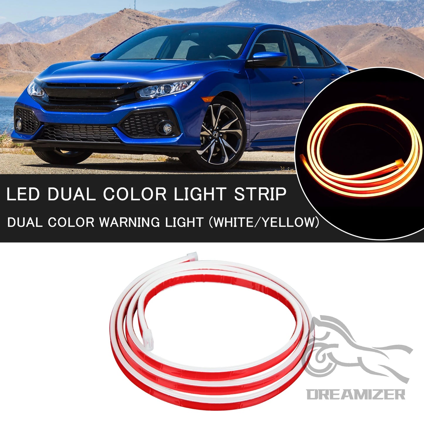 Universal 12V LED Scan Starting Car Hood Decorative Lamp Car Daytime Running Light DRL Dynamic Auto Tuning Headlight Strip