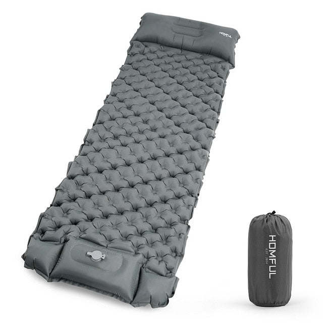 Outdoor Sleeping Pad Camping Inflatable Mattress with Pillows Travel Mat Folding Bed Ultralight Air Cushion Hiking Trekking - lebenoutdoors