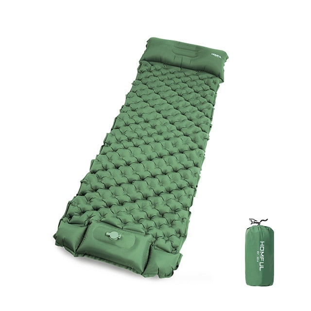 Outdoor Sleeping Pad Camping Inflatable Mattress with Pillows Travel Mat Folding Bed Ultralight Air Cushion Hiking Trekking - lebenoutdoors