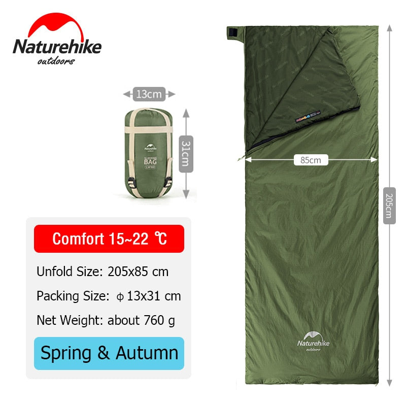 Naturehike Camping Sleeping Bag LW180 Envelope Portable Outdoor Hiking Ultralight Waterproof Backpacking Cotton Sleeping Bag - lebenoutdoors