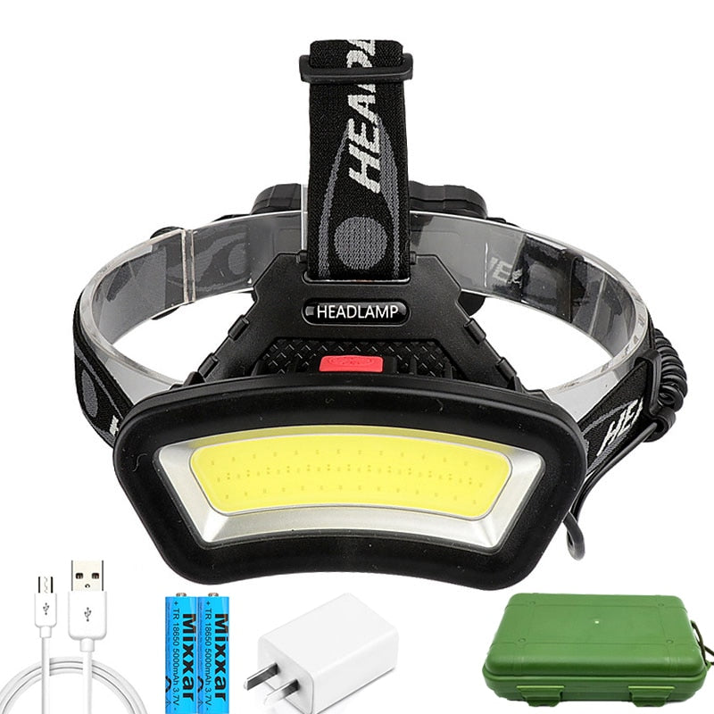 Z20 Lighting Distance Wide Angle COB LED Headlight Use 2x18650 Battery Led Headlamps USB Rechargeable Lantern For Outdoor Hiking - lebenoutdoors
