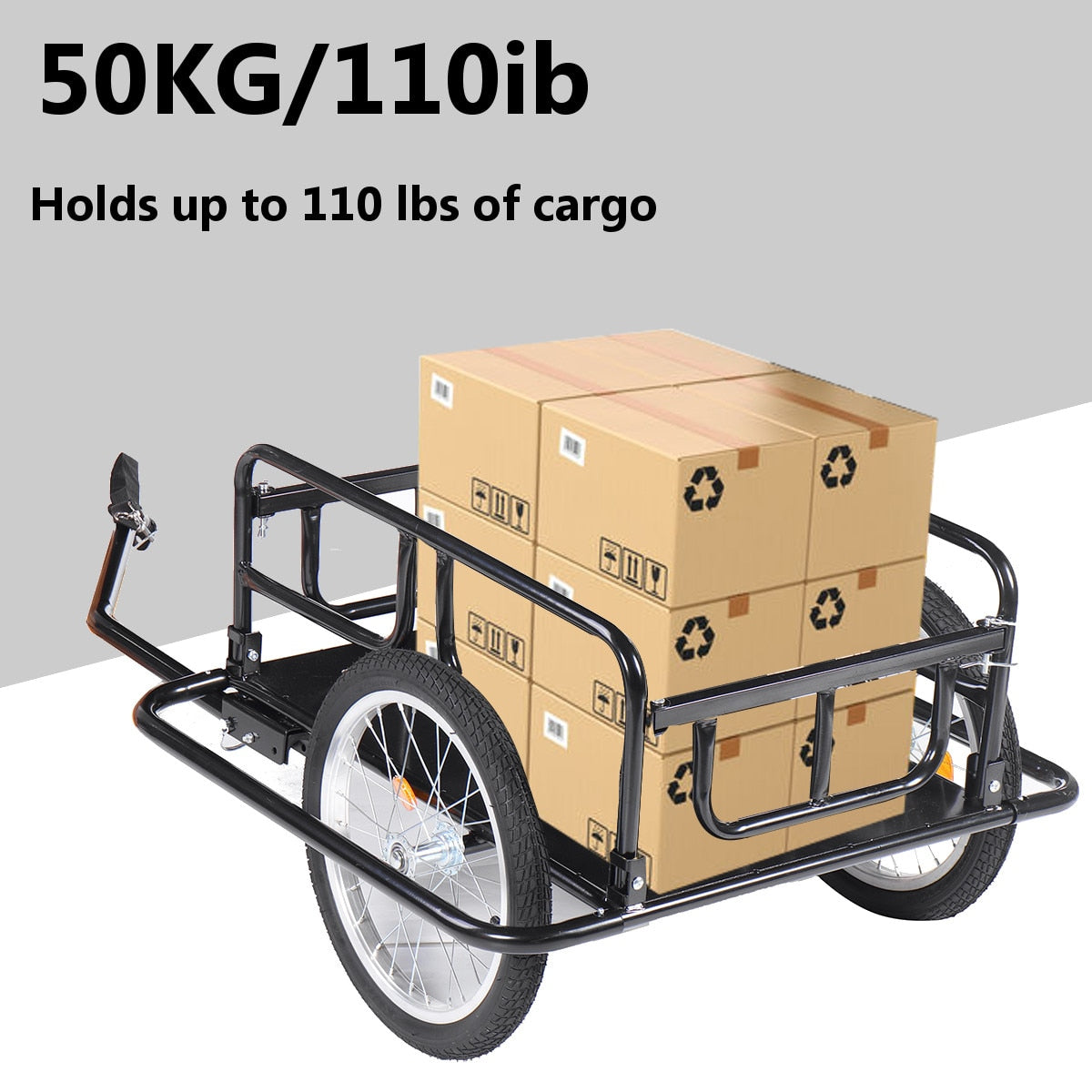 Fast-shipping Foldable Multifunctional Bicycle Cycle Bike Cargo Trailer for Camping Tent Luggage Carry Transport Load 110lbs - lebenoutdoors
