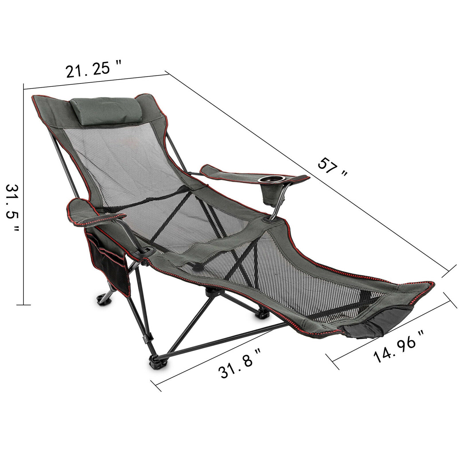 VEVOR Outdoor Folding Camp Chair Backrest With Footrest Portable Bed Nap Chair For Camping Fishing Foldable Beach Lounge Chair - lebenoutdoors