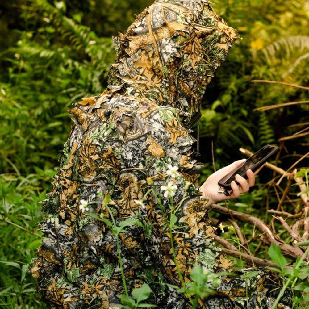3D Leafy Ghillie Suit Lightweight Hooded Camouflage Clothing Outdoor Camo Ghillie Suits Kids Adult Woodland Camouflage Unifor - lebenoutdoors