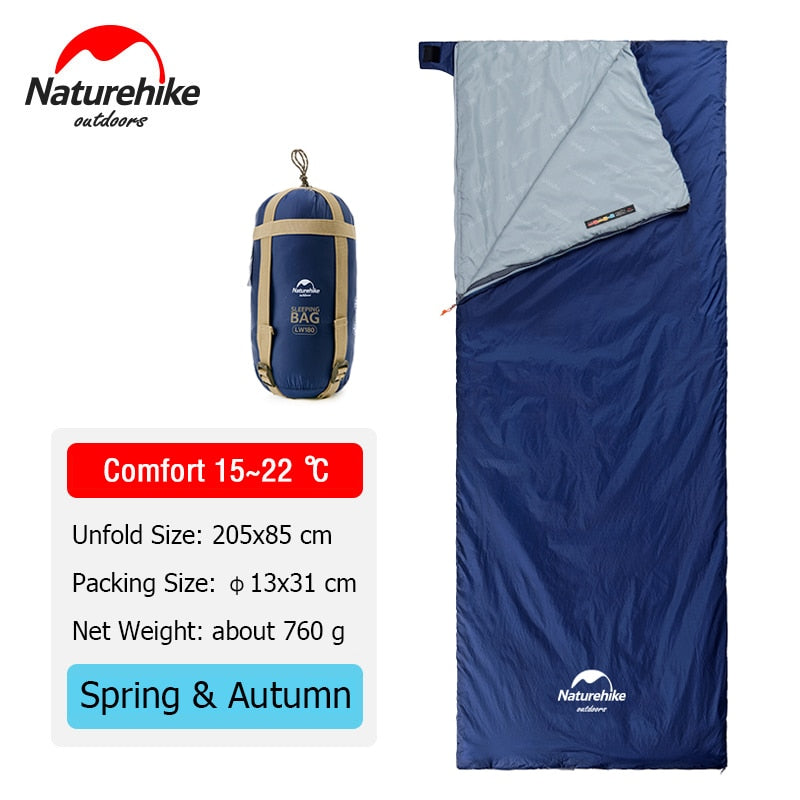 Naturehike Camping Sleeping Bag LW180 Envelope Portable Outdoor Hiking Ultralight Waterproof Backpacking Cotton Sleeping Bag - lebenoutdoors