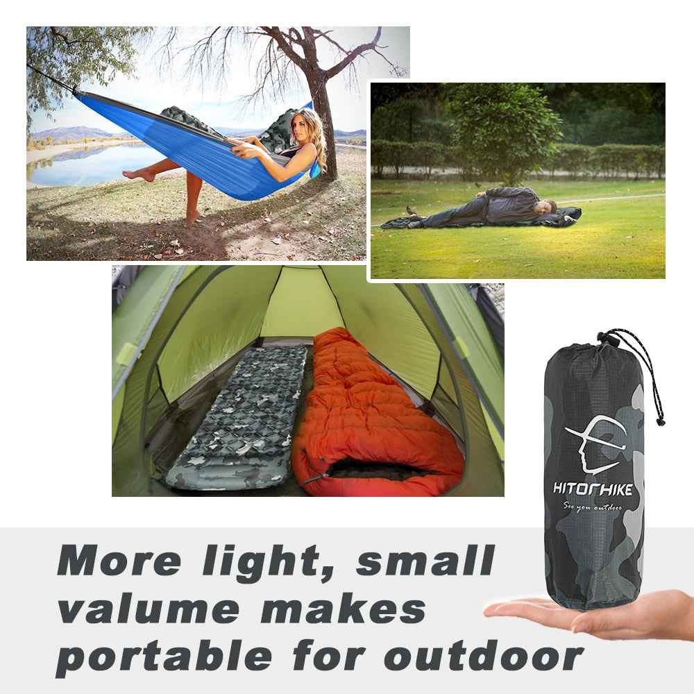 Outdoor Sleeping Pad Camping Inflatable Mattress with Pillows Travel Mat Folding Bed Ultralight Air Cushion Hiking Trekking - lebenoutdoors