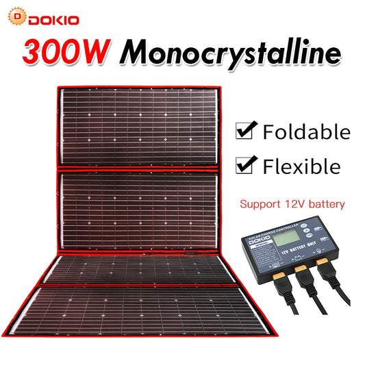 Dokio 300W 18V Flexible Solar Panel Portable Outdoor Foldable Solar Panel For Camping/Boat/RV/Travel/Home/Car Solar panel kits - lebenoutdoors