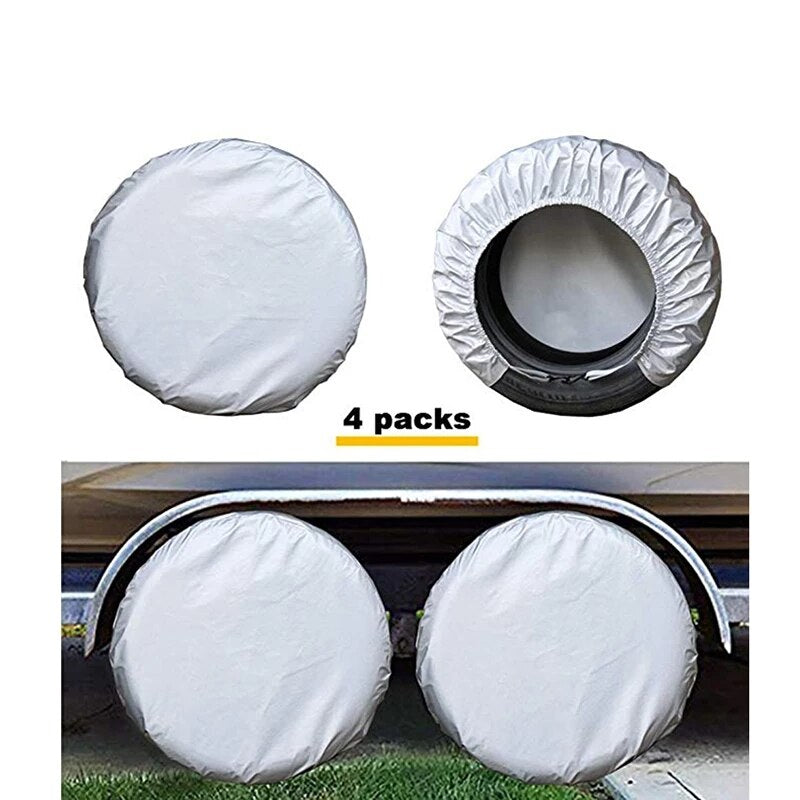 Kayme Four-Layer Tire Covers Set Of 4 For Rv Travel Trailer Camper SUV Vinyl Wheel Sunscreen,Rain and Snow Protection Waterproof - lebenoutdoors