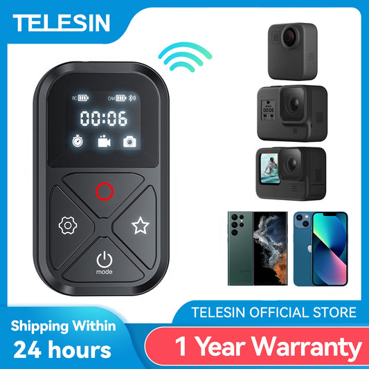 TELESIN 80M Bluetooth Remote Control For GoPro Hero 11 10 9 8 Max With Wrist Strap For Smart Phone Action Camera Accessories - lebenoutdoors