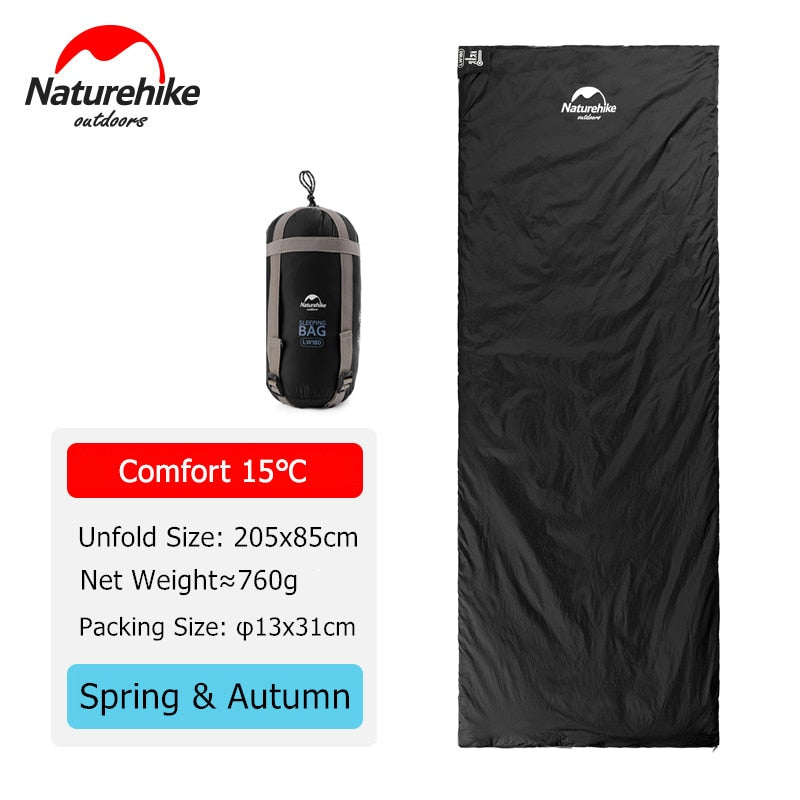 Naturehike Camping Sleeping Bag LW180 Envelope Portable Outdoor Hiking Ultralight Waterproof Backpacking Cotton Sleeping Bag - lebenoutdoors