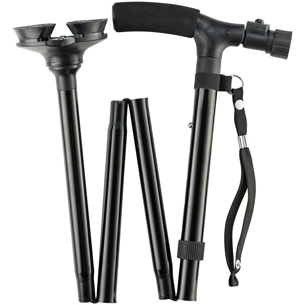 Folding Cane with LED Light Foldable Walking Stick Anti-Slip Disability Aluminium Cane Torch Adjustable Portable Emergency Lamp